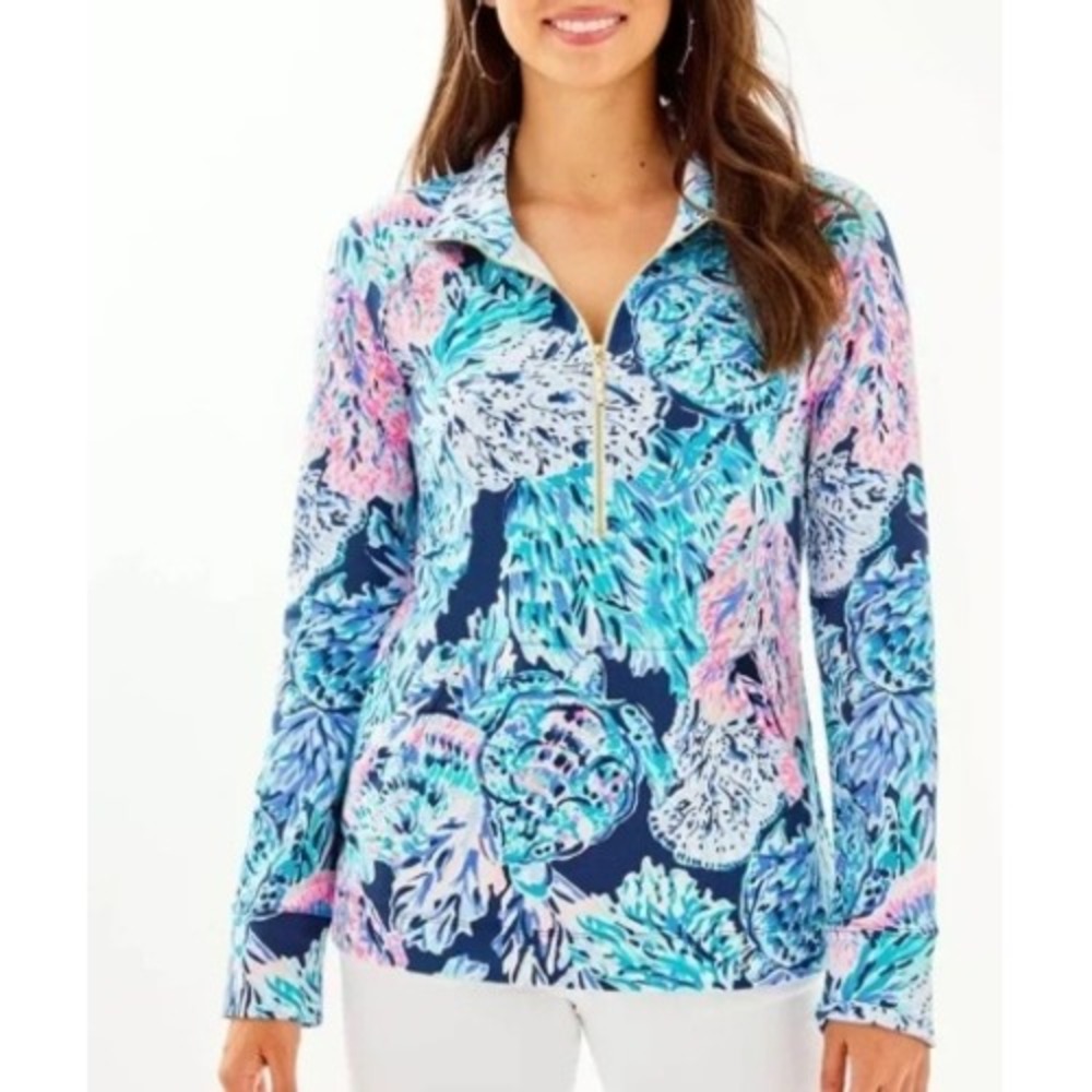 Lilly Pulitzer Skipper Pullover Size Medium Blue Nautical Print
